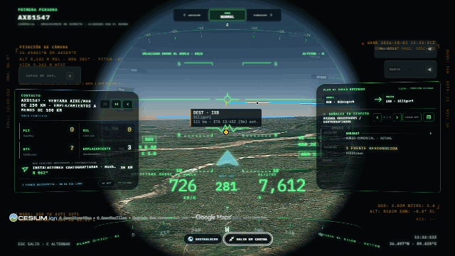 HUD de caza en la vista de cabina