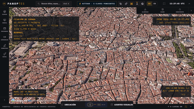 Órbita sobre Madrid en 3D fotorrealista